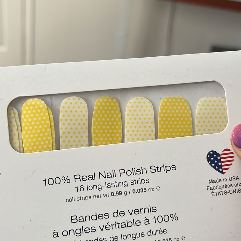 Summer time fun! polka dot yellow and yellow Color Street Nail strips-new